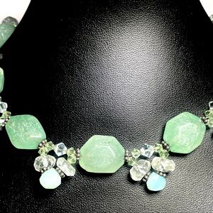Aquamarine, white topaz with Peruvian Opal necklace